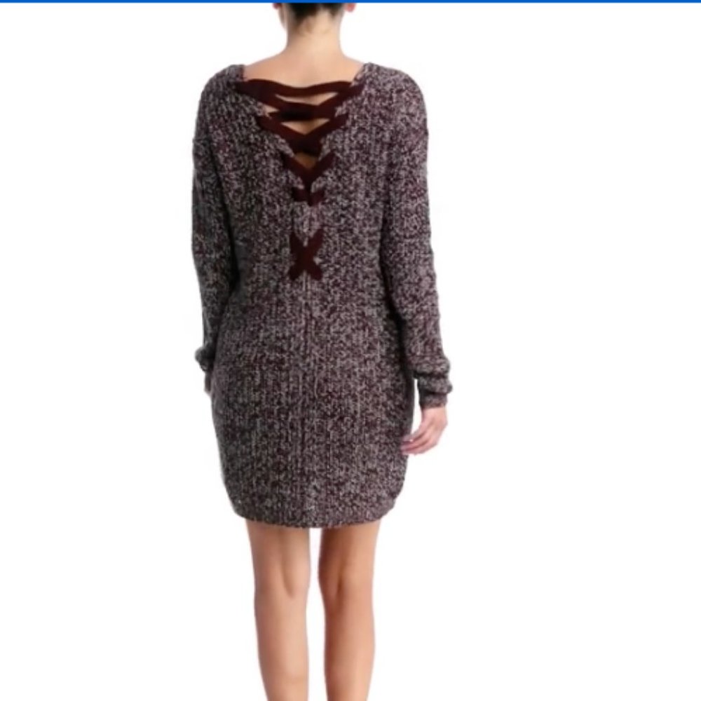 RD Style Lace-Up Back Sweater Dress